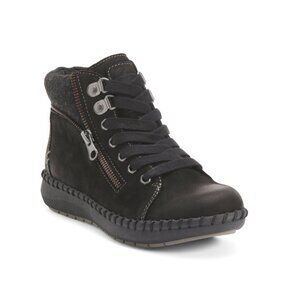 BIZA Black Leather Royalty Booties